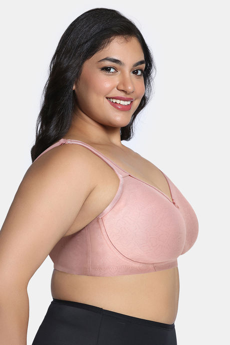 Zivame True Curv Jacquard Single Layered Non Wired Full Coverage Super Support Bra - Dusty Pink — image 3